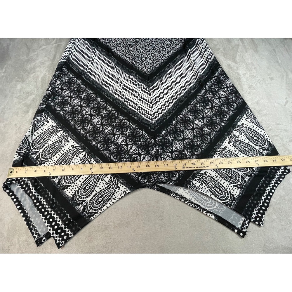 NY Collection Skirt Women PXL Black White Handkerchief Hem Paisley Boho - Picture 5 of 9